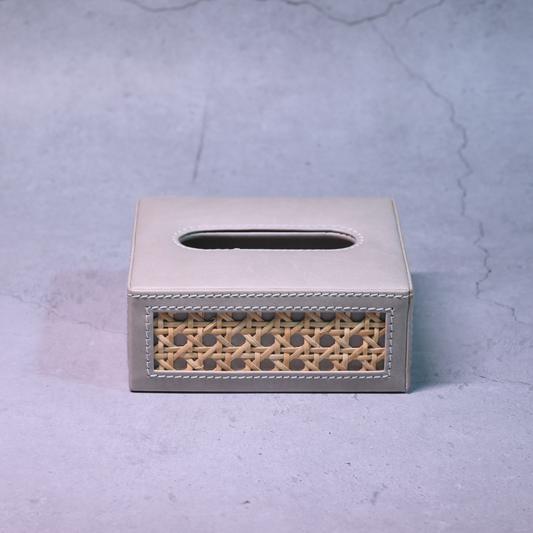 Grey Rattan Tissue Box- Square