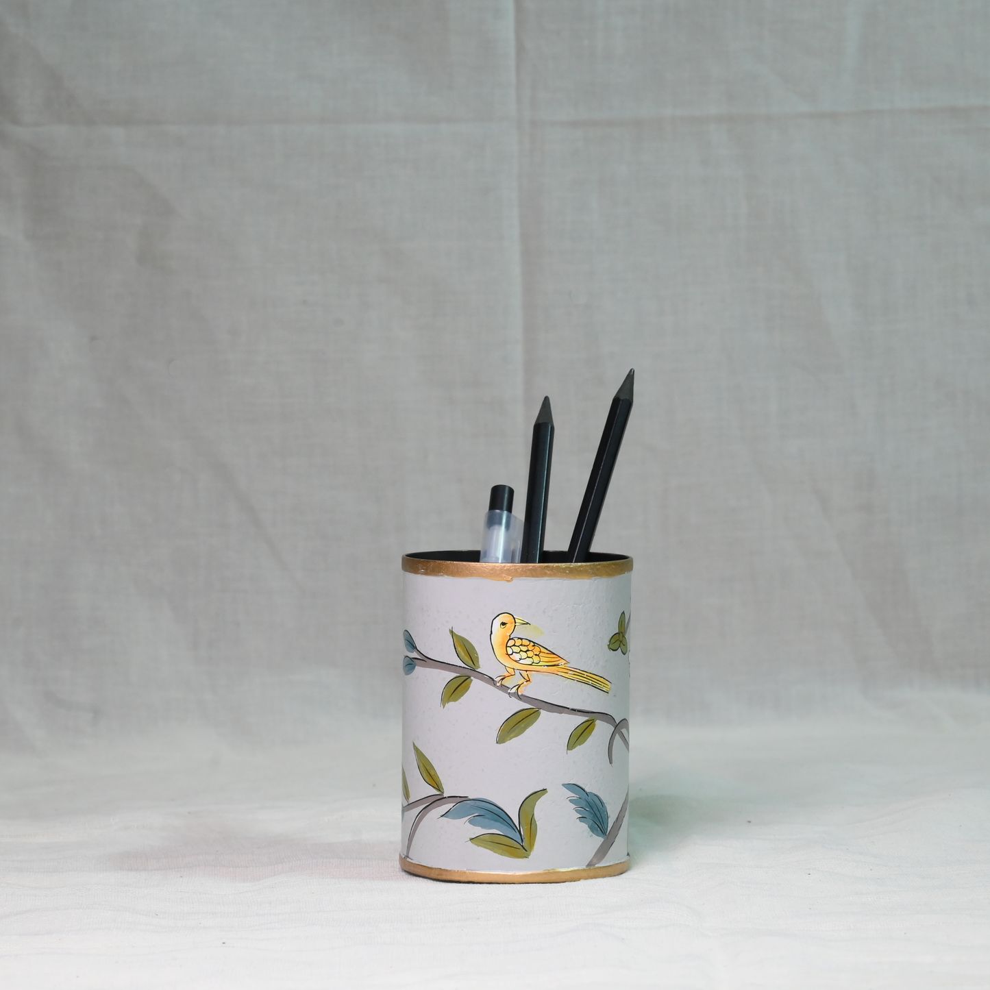 Hand-painted Gray Blossom Stationery Holder