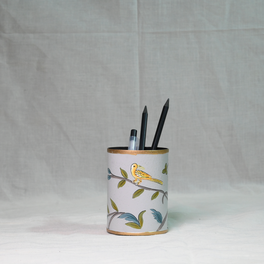 Hand-painted Gray Blossom Stationery Holder