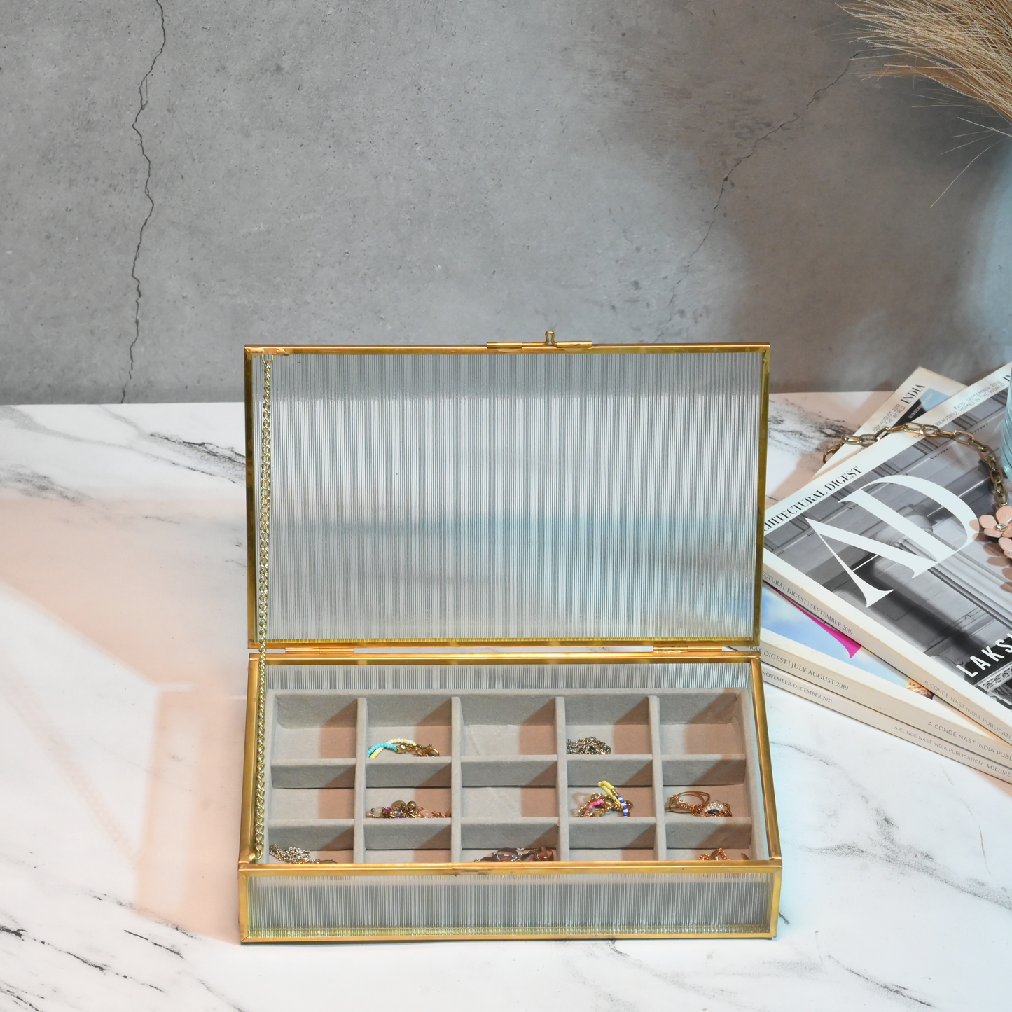 Jewellery Organiser with Velvet Divider Tray