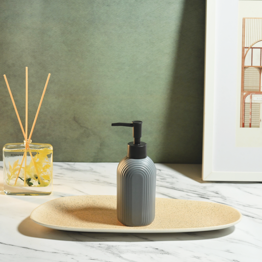 Ash Grey Textured Ceramic Liquid Soap Dispenser