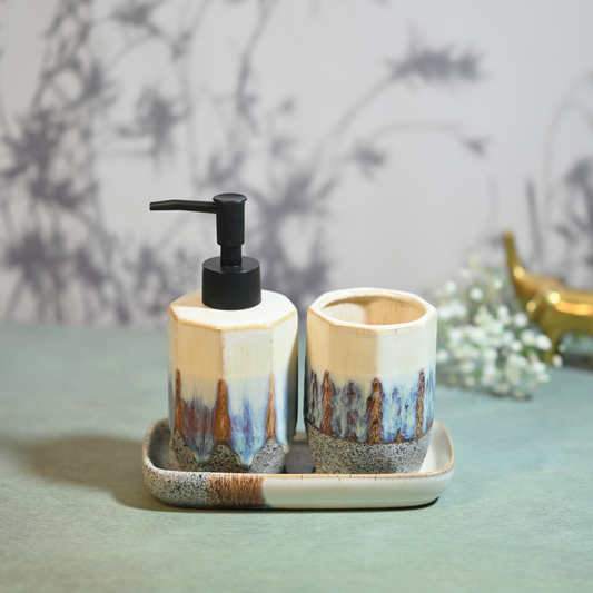 Dark Sea & Sand Ceramic 3-Piece Bathroom Set