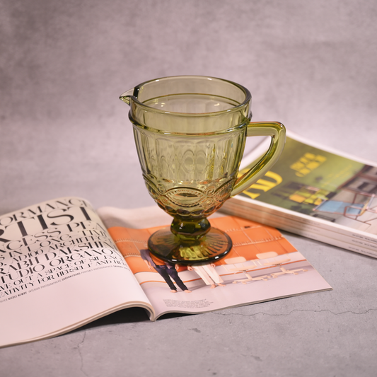 Green Tinted Textured Water Pitcher