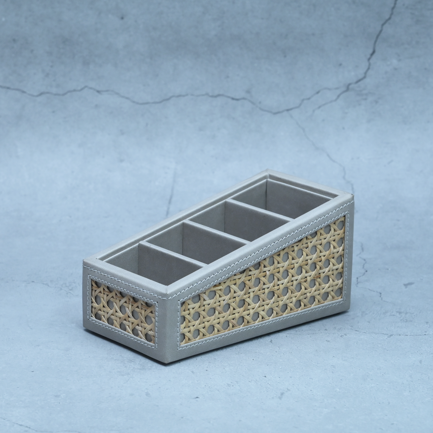 Grey Rattan Remote Control Organiser