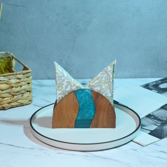 Turquoise Resin and Wooden Napkin Holder