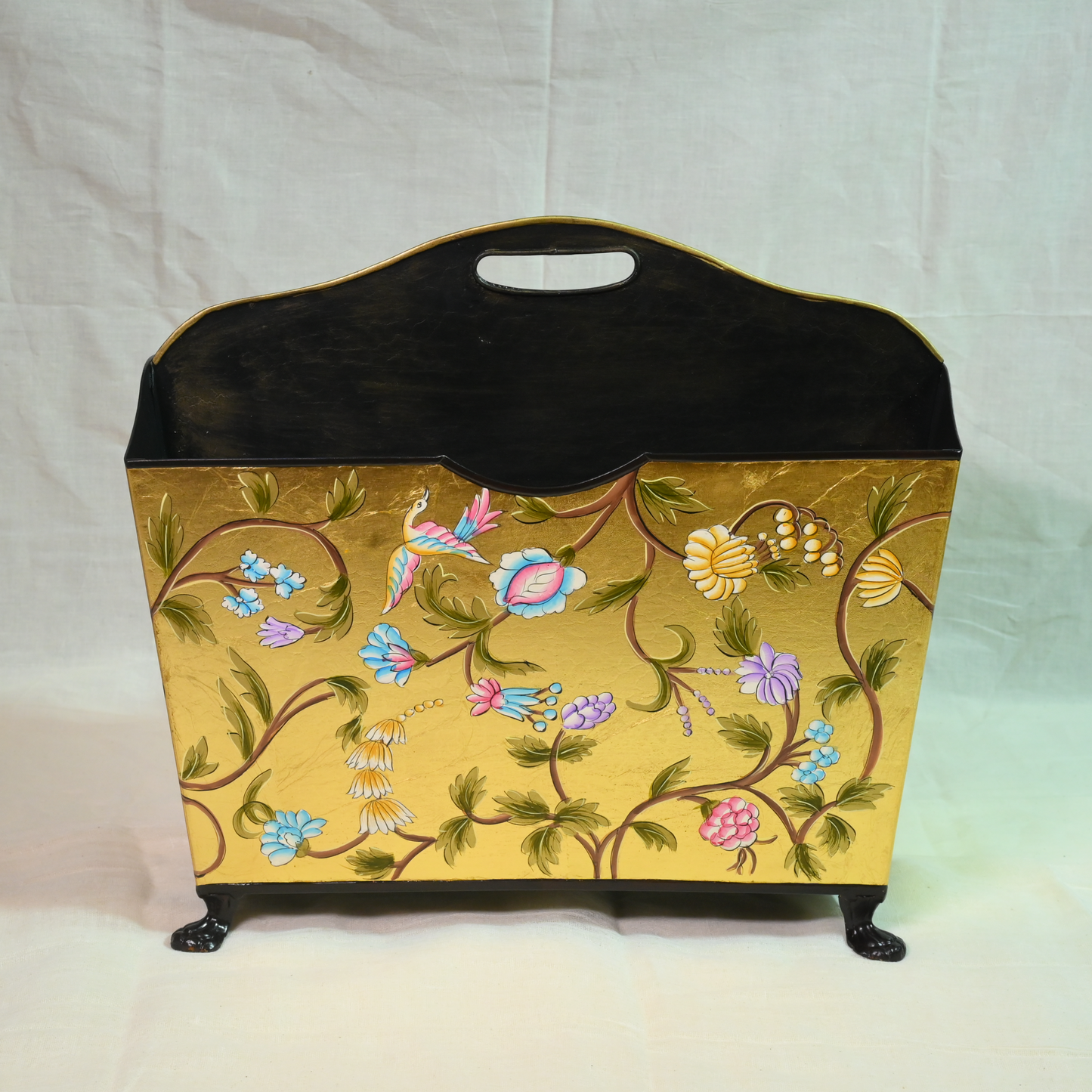 Hand-painted Gold Leaf Magazine Holder