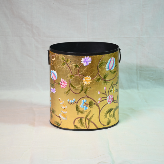 Hand-painted Gold Leaf Dustbin