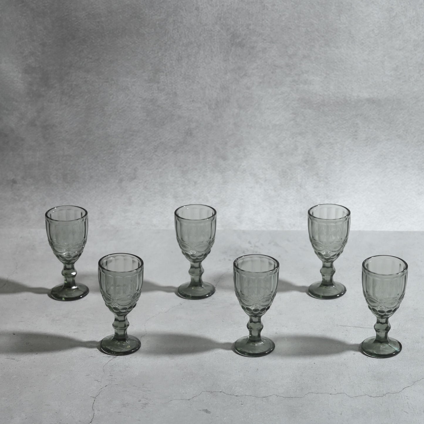 Gray Tinted Textured Cocktail Glass- Short- Set of 6