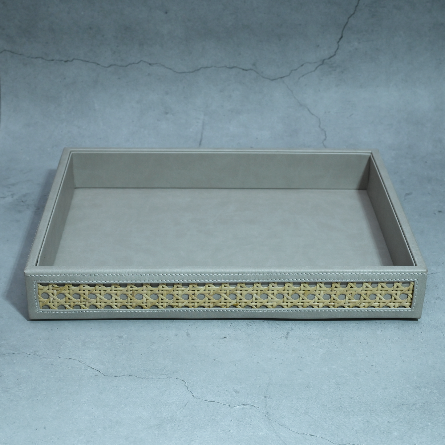 Grey Rattan Serving Tray- Large