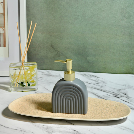 Ash Grey Textured Ceramic Liquid Soap Dispenser