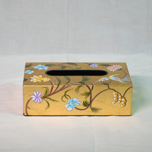 Hand-painted Gold Leaf Tissue Box