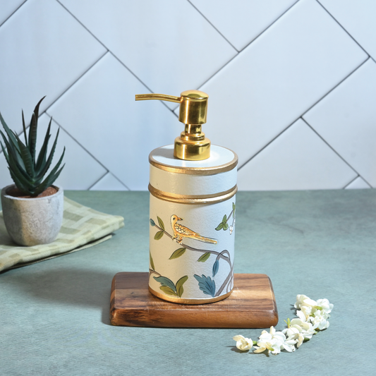 Hand-Painted Gray Blossom Soap Dispenser