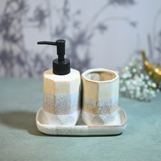 Light Sea & Sand Ceramic 3-Piece Bathroom Set