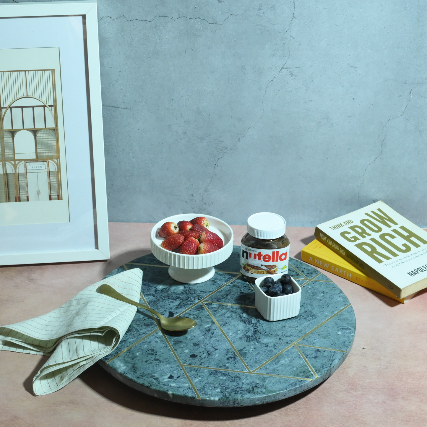 Marble Turntable with Gold Trims