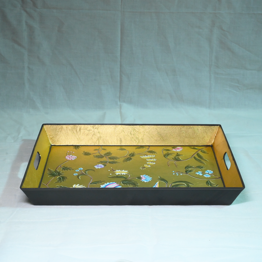 Hand-painted Gold Leaf Serving Tray- Large