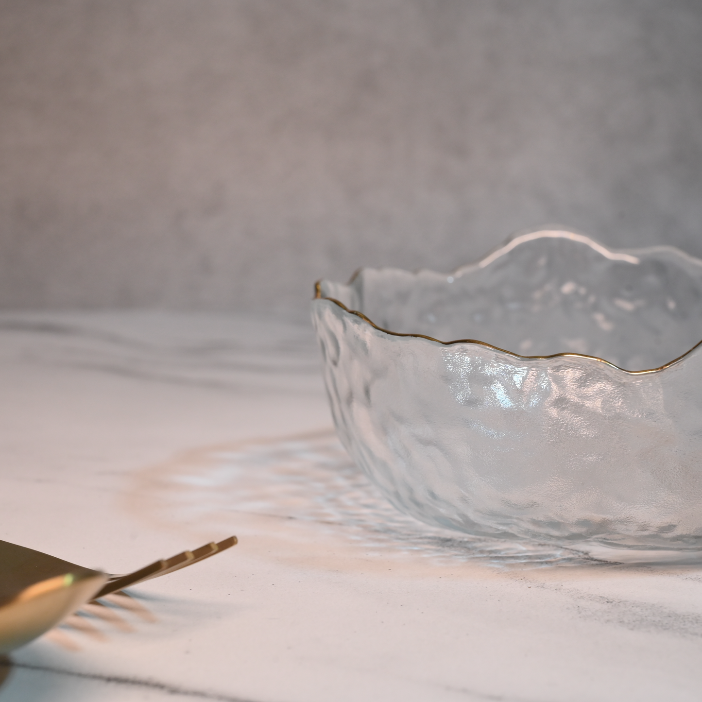 Textured Glass Bowl with Gold Rim- Small