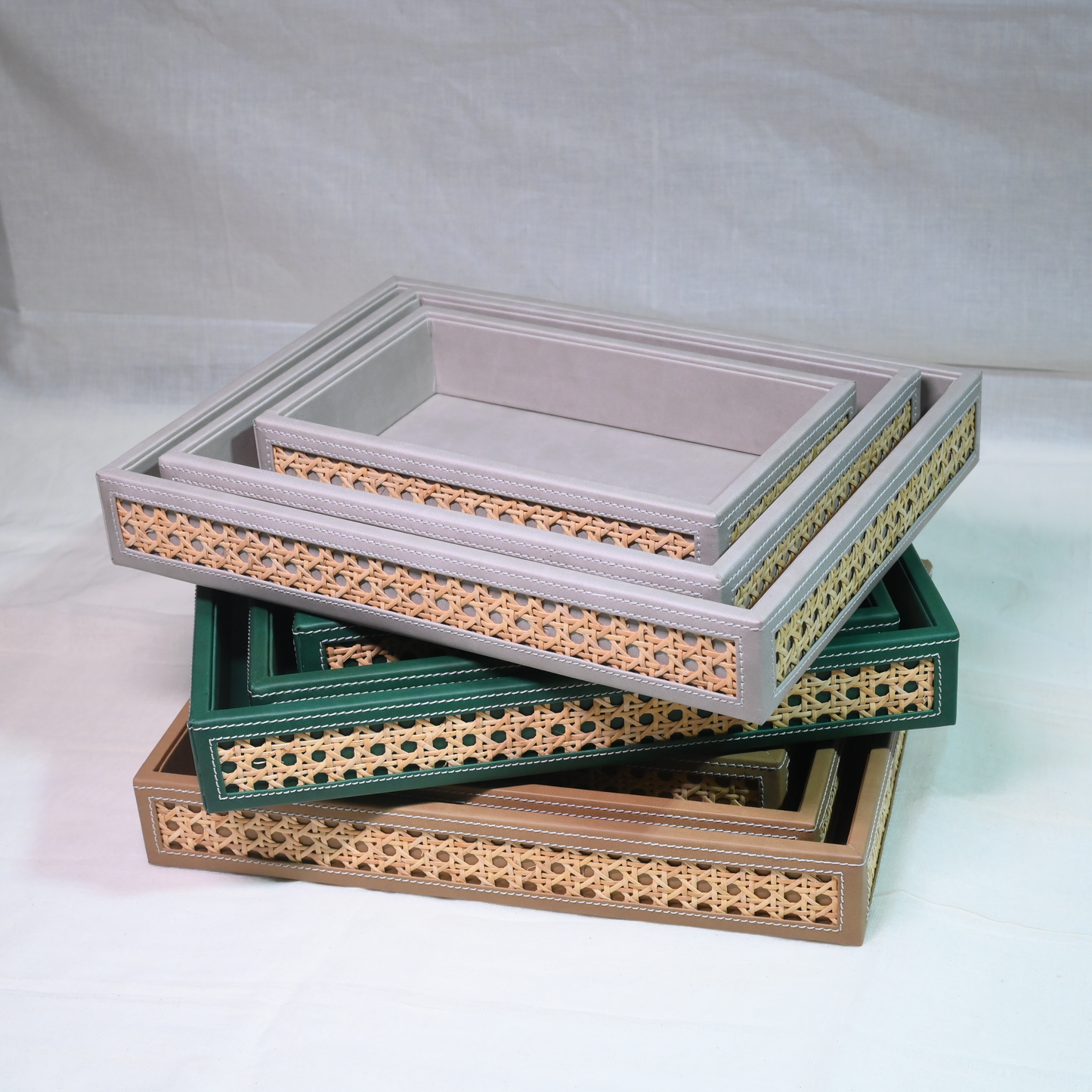 Grey Rattan Serving Tray- Medium