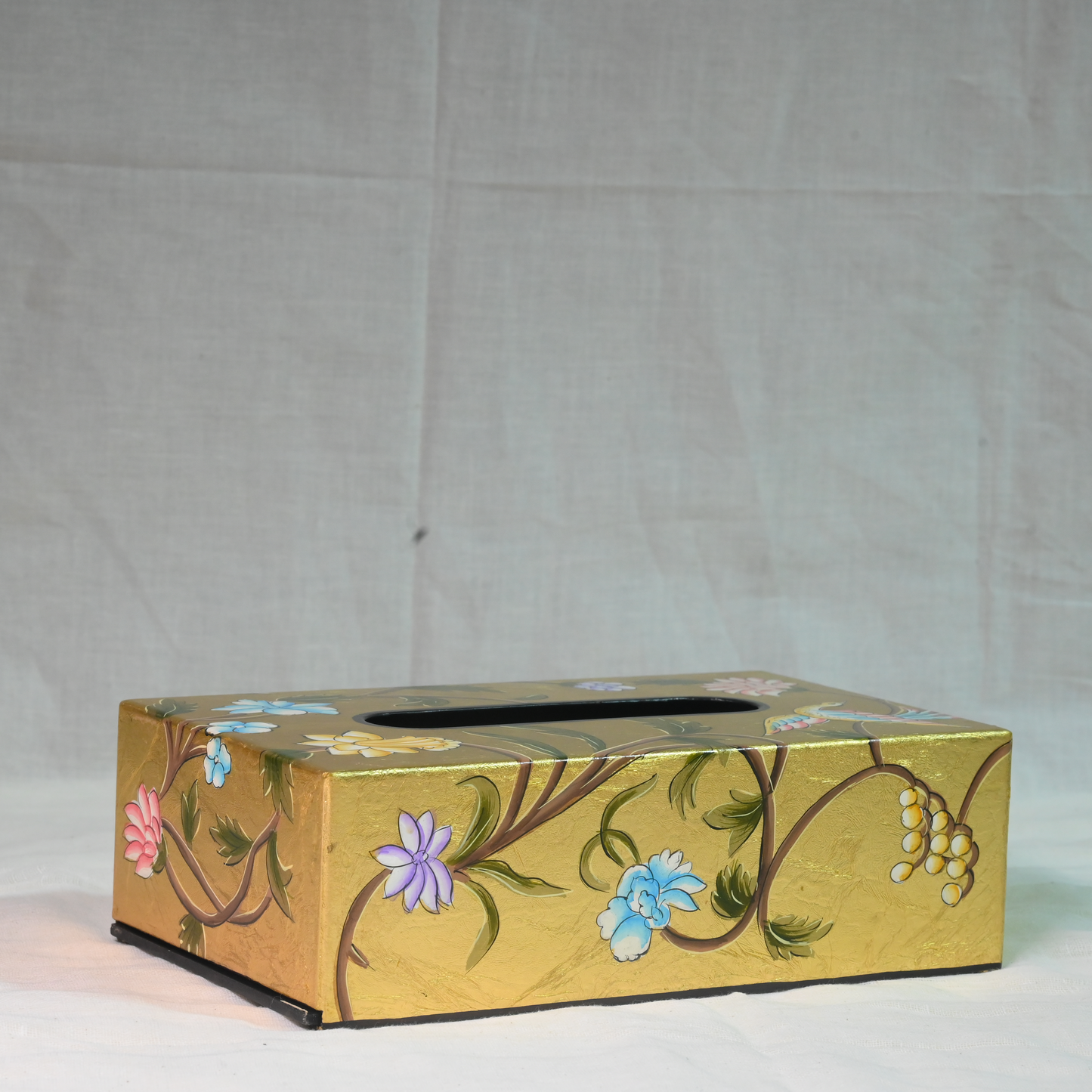 Hand-painted Gold Leaf Tissue Box