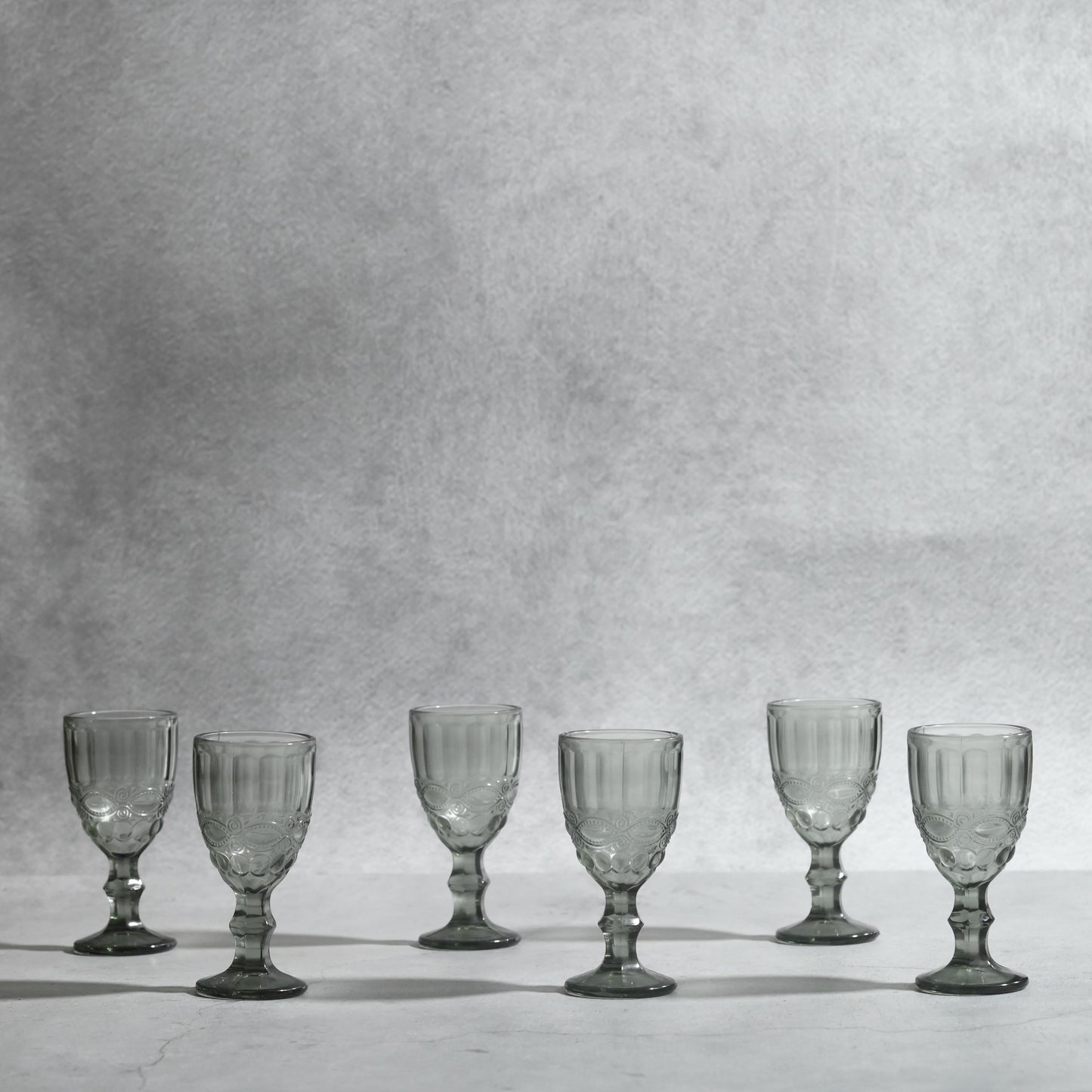 Gray Tinted Textured Cocktail Glass- Short- Set of 6