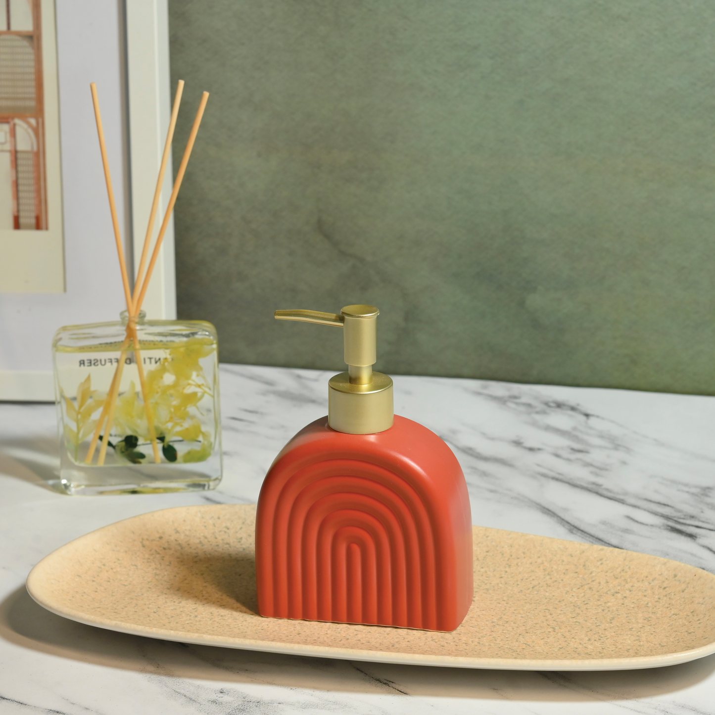 Crimson Textured Ceramic Liquid Soap Dispenser