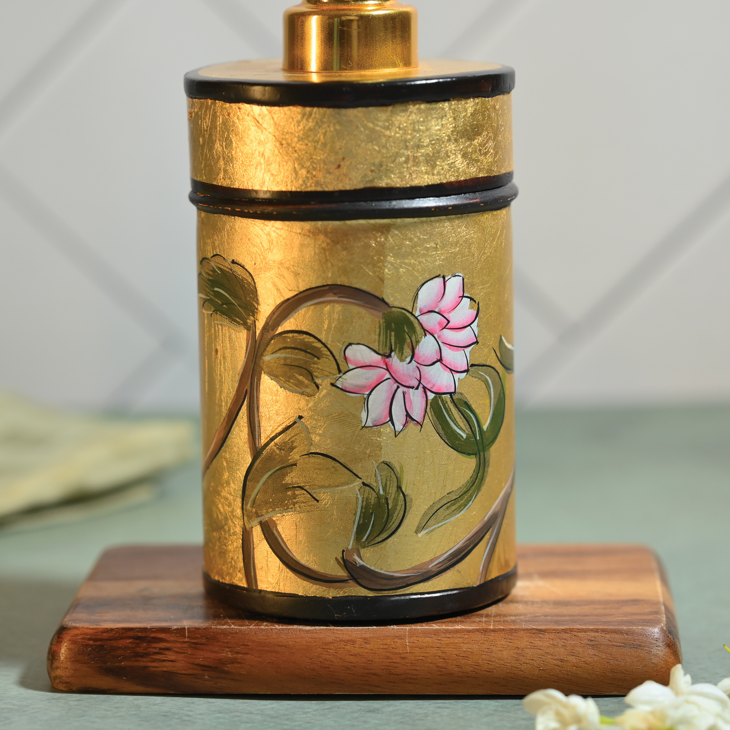 Hand-Painted Gold Leaf Soap Dispenser