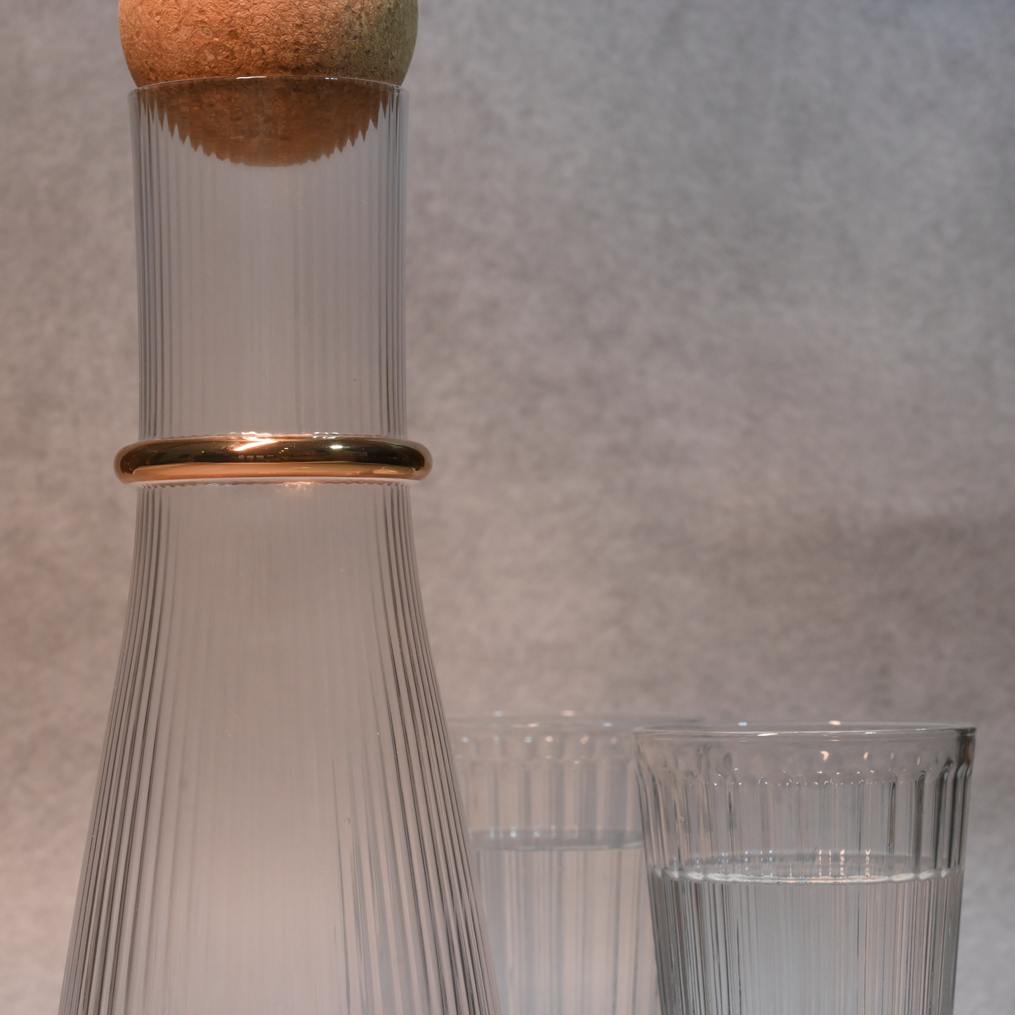 Ribbed Carafe with Gold Rim