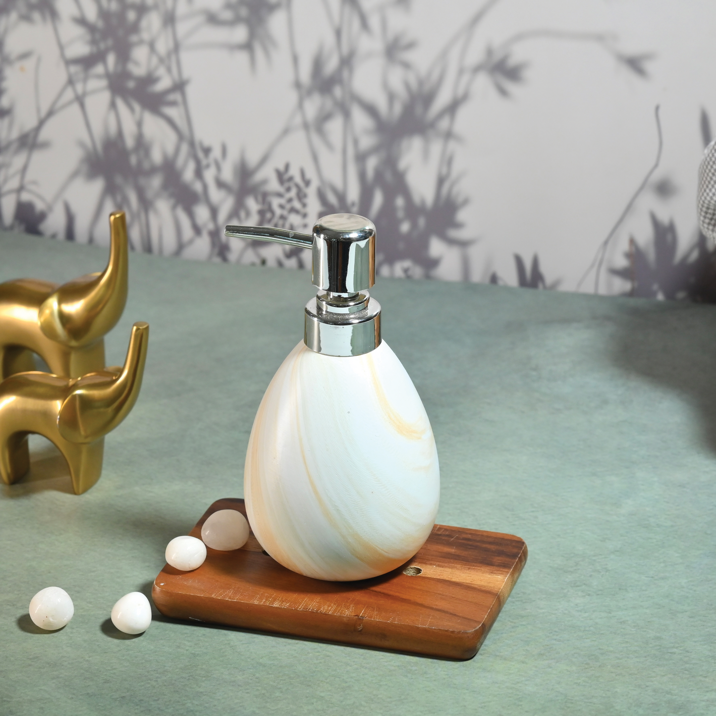 White Marble-Finish Liquid Soap Dispenser