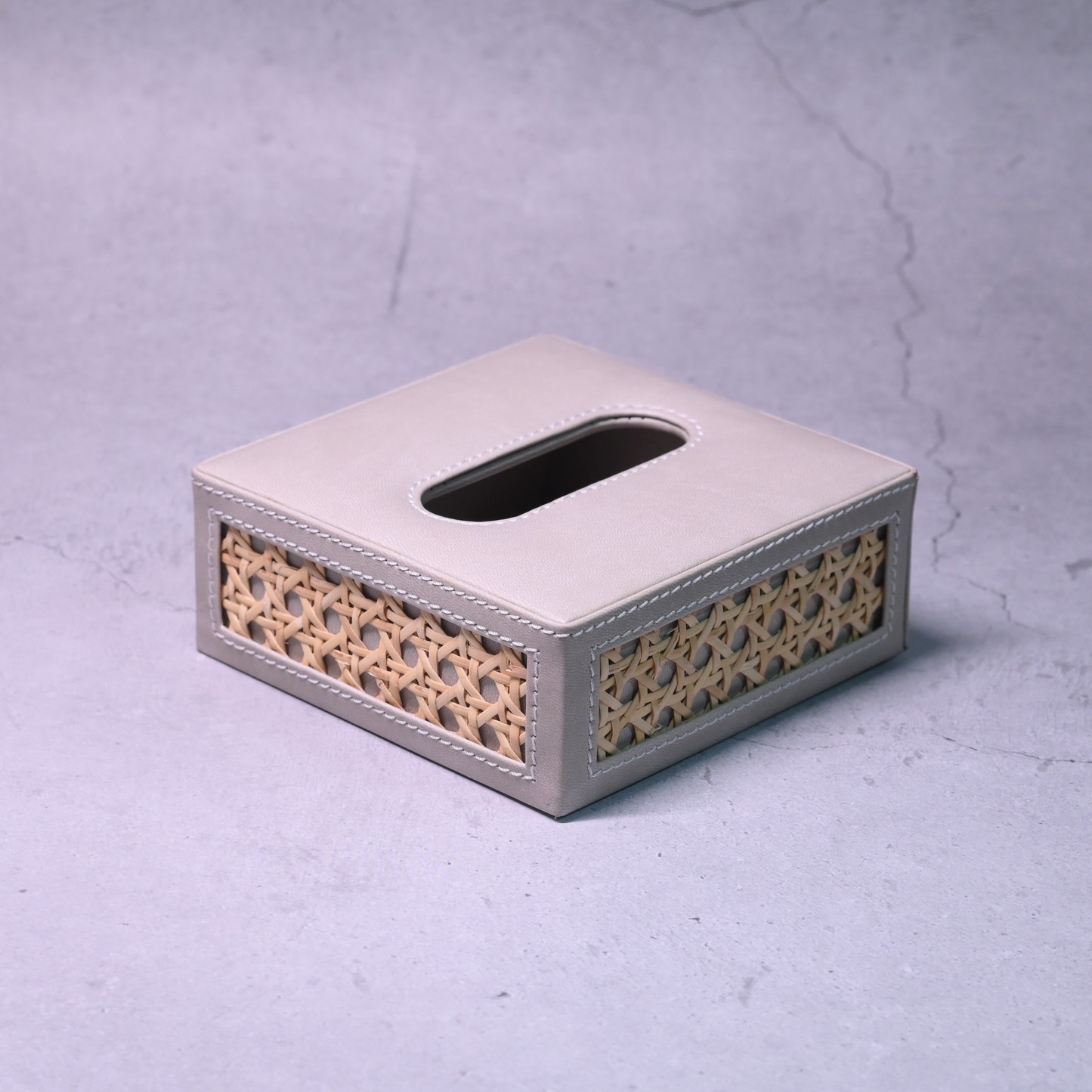 Grey Rattan Tissue Box- Square