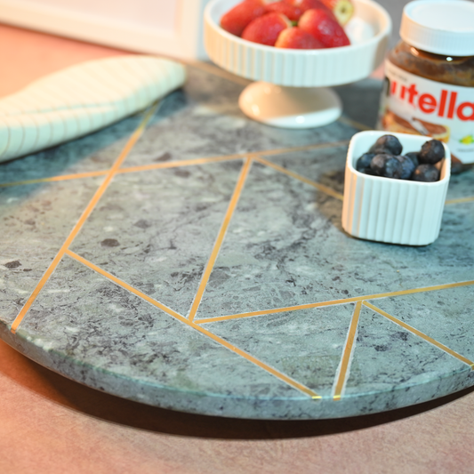 Marble Turntable with Gold Trims