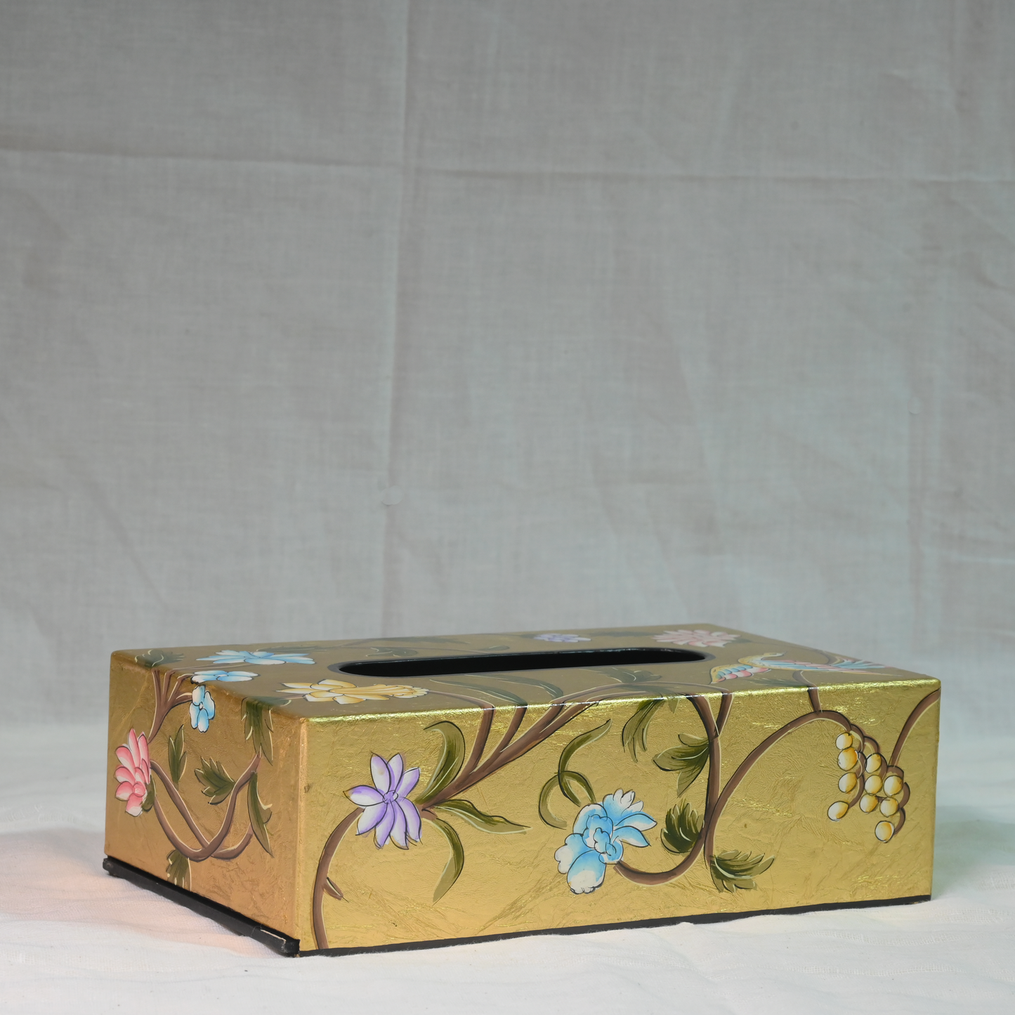 Hand-painted Gold Leaf Tissue Box