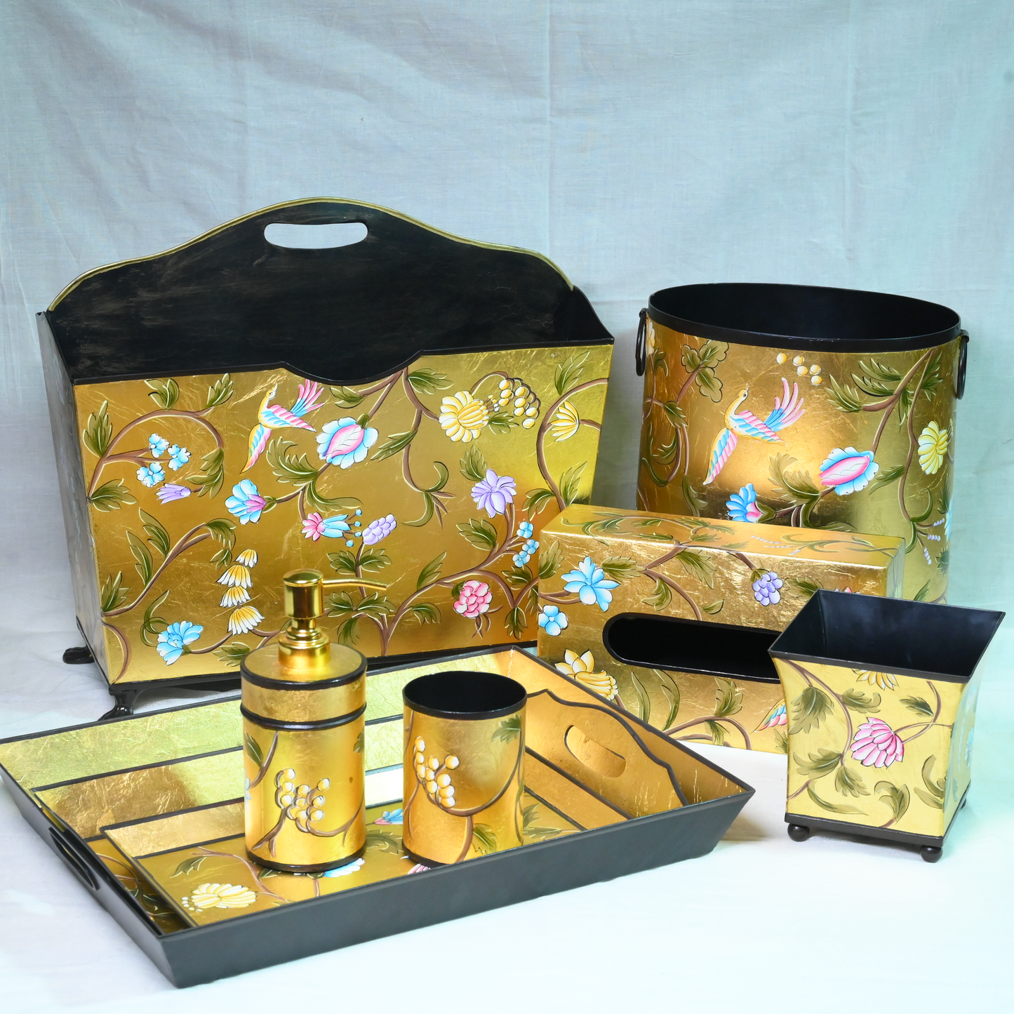 Hand-painted Gold Leaf Serving Tray- Large