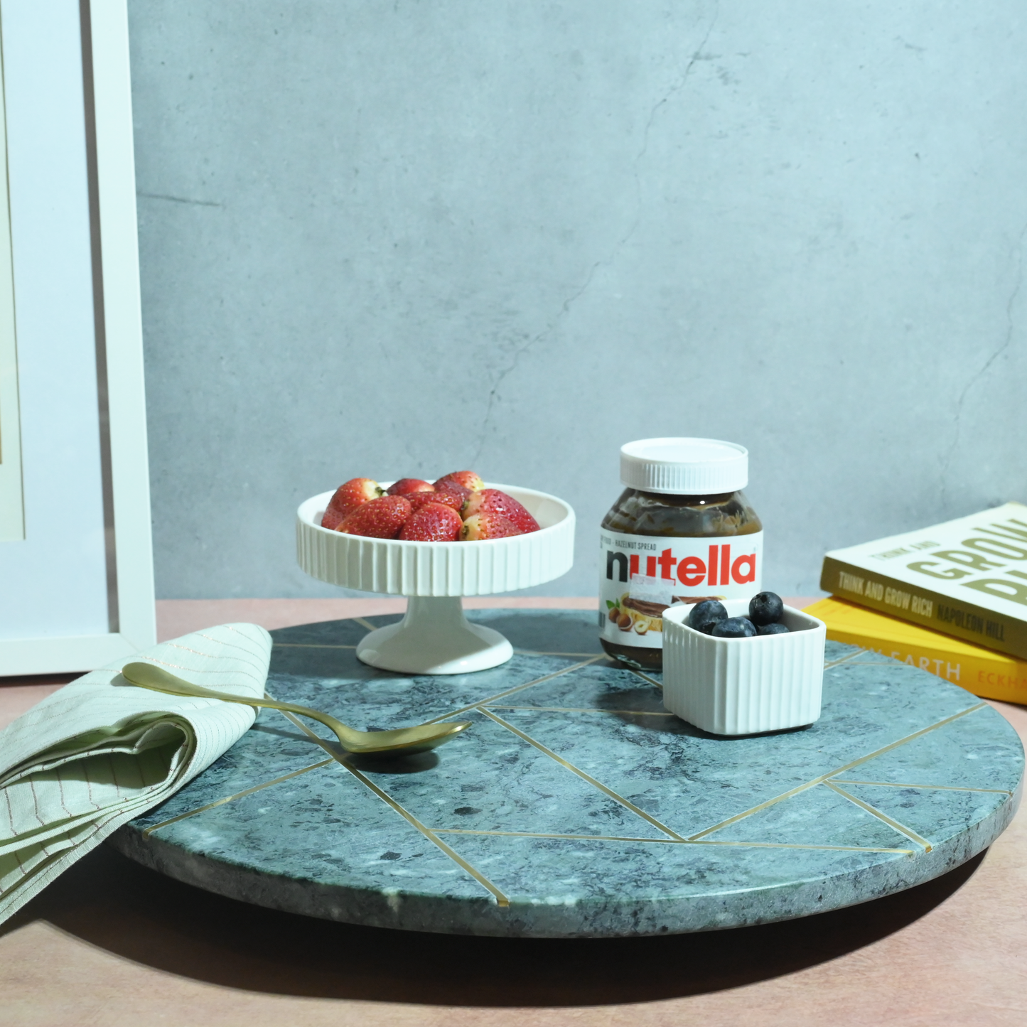 Marble Turntable with Gold Trims