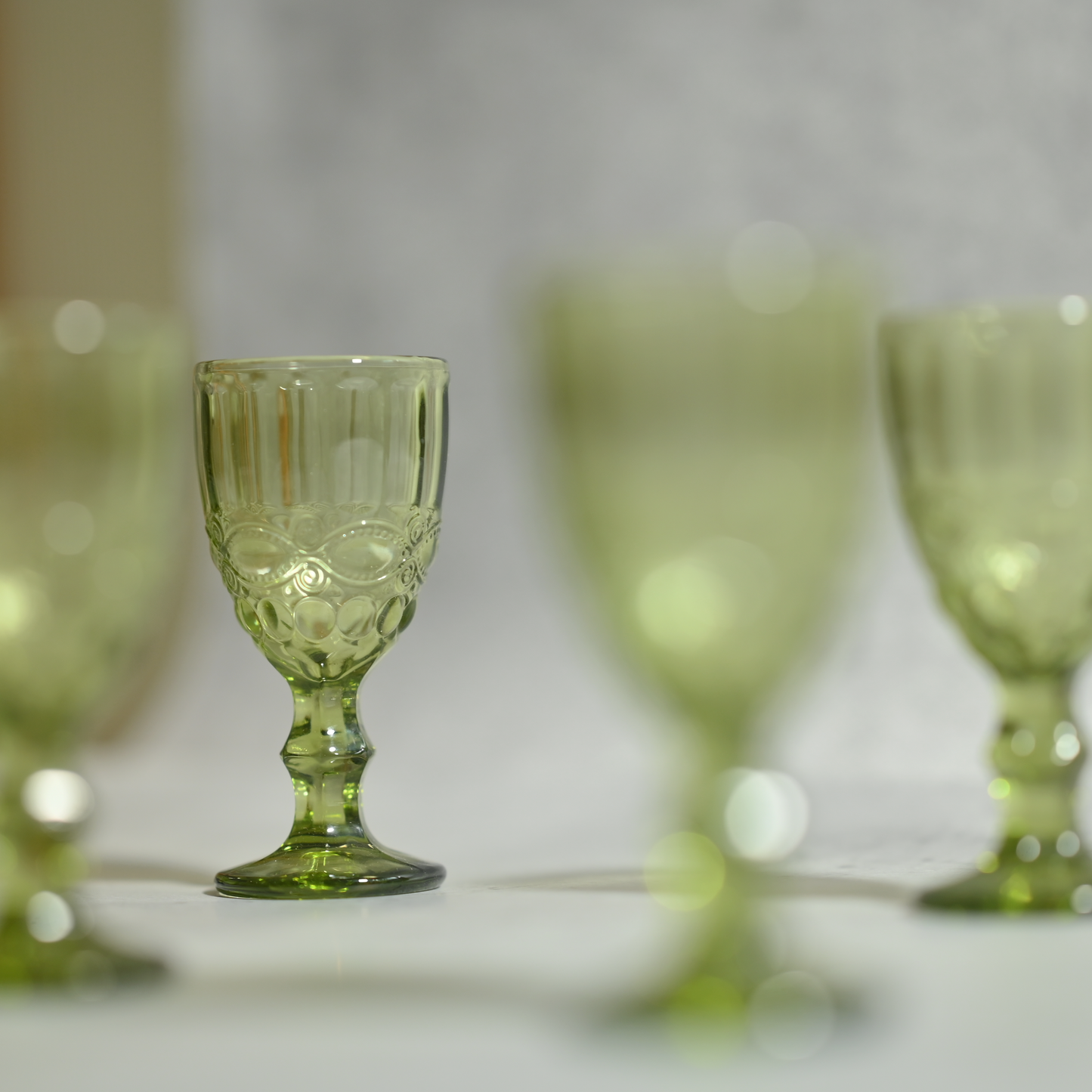 Green Tinted Textured Cocktail Glass- Short- Set of 6