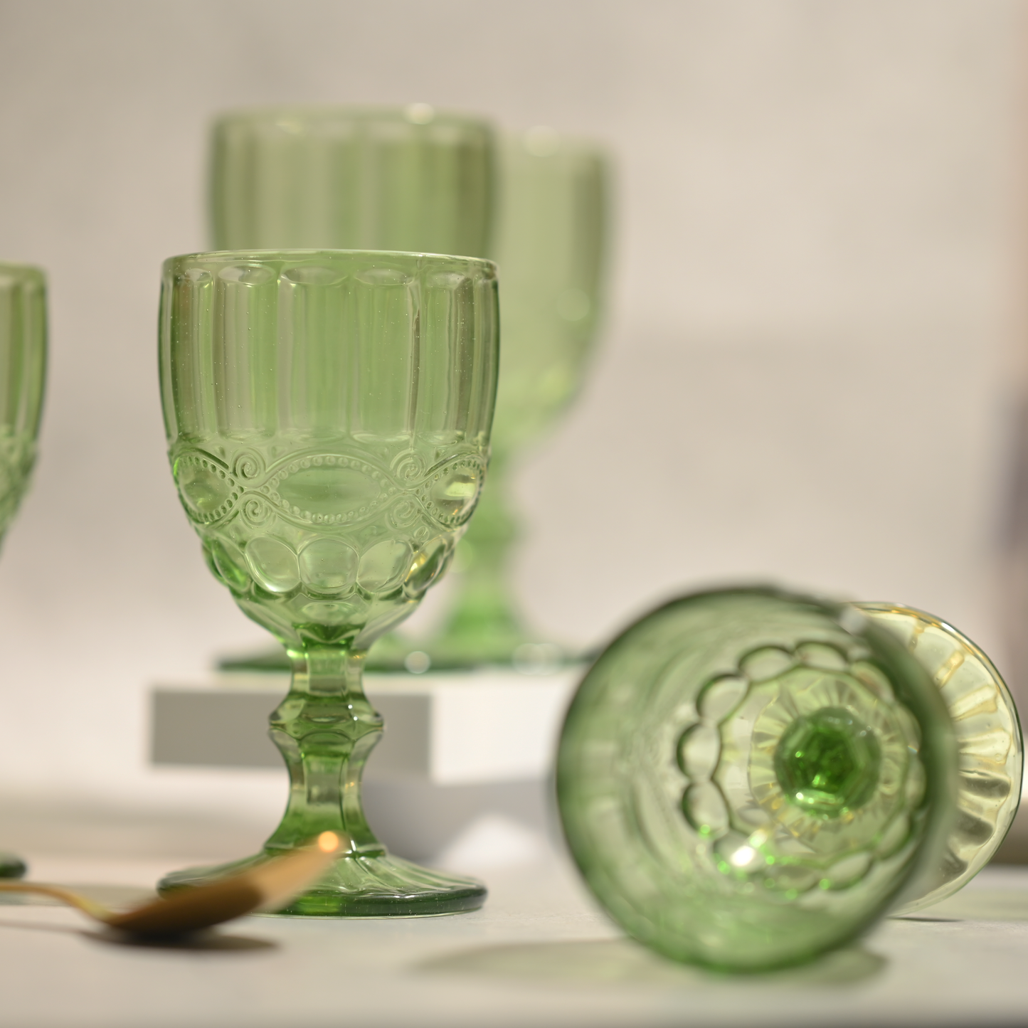 Green Tinted Textured Cocktail Glass- Regular- Set of 6