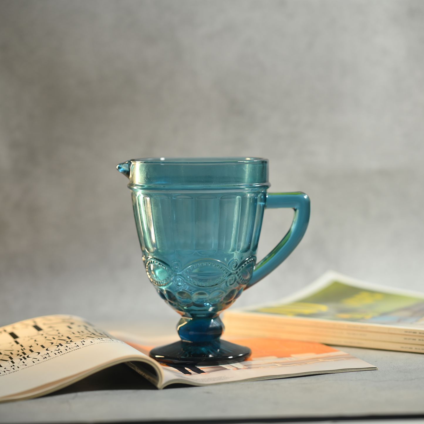 Blue Tinted Textured Water Pitcher