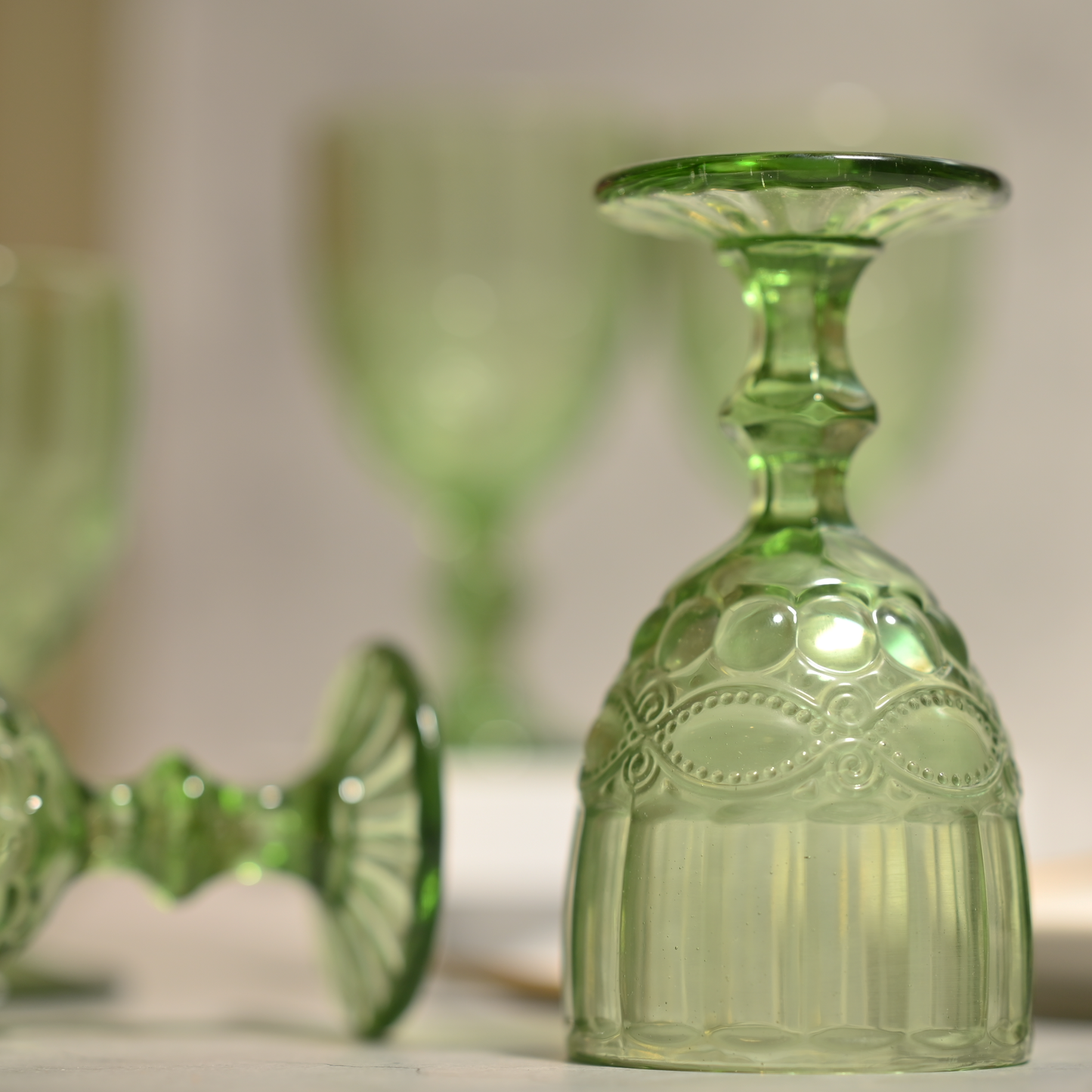 Green Tinted Textured Cocktail Glass- Regular- Set of 6