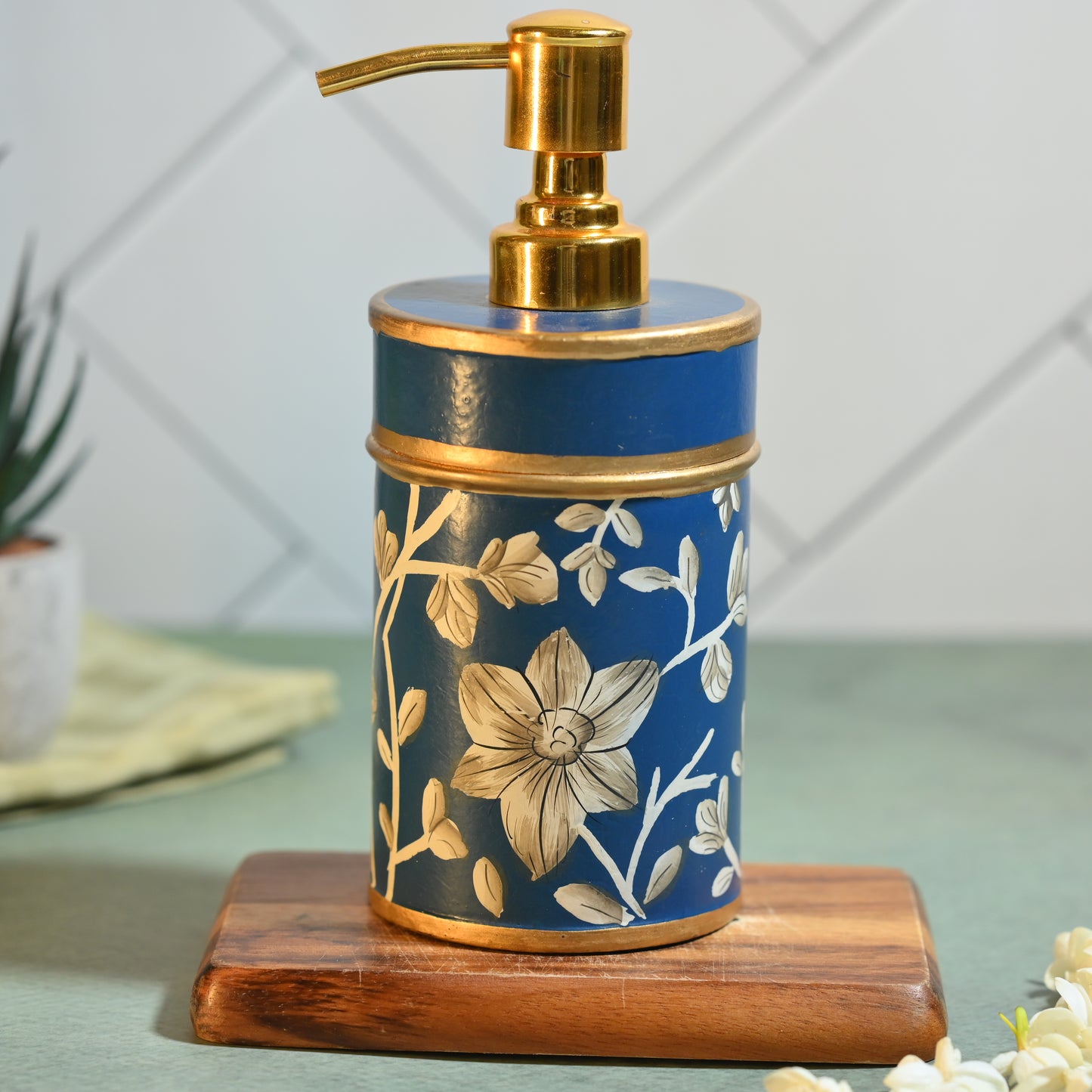 Hand-Painted Hibiscus Soap Dispenser