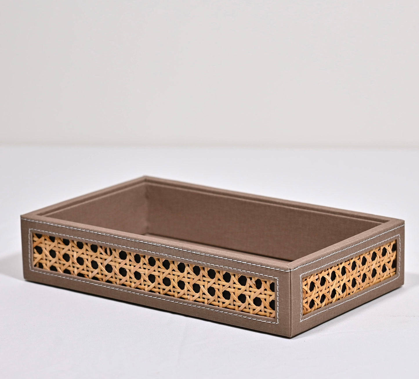 Dark Beige Rattan Tray (Small)