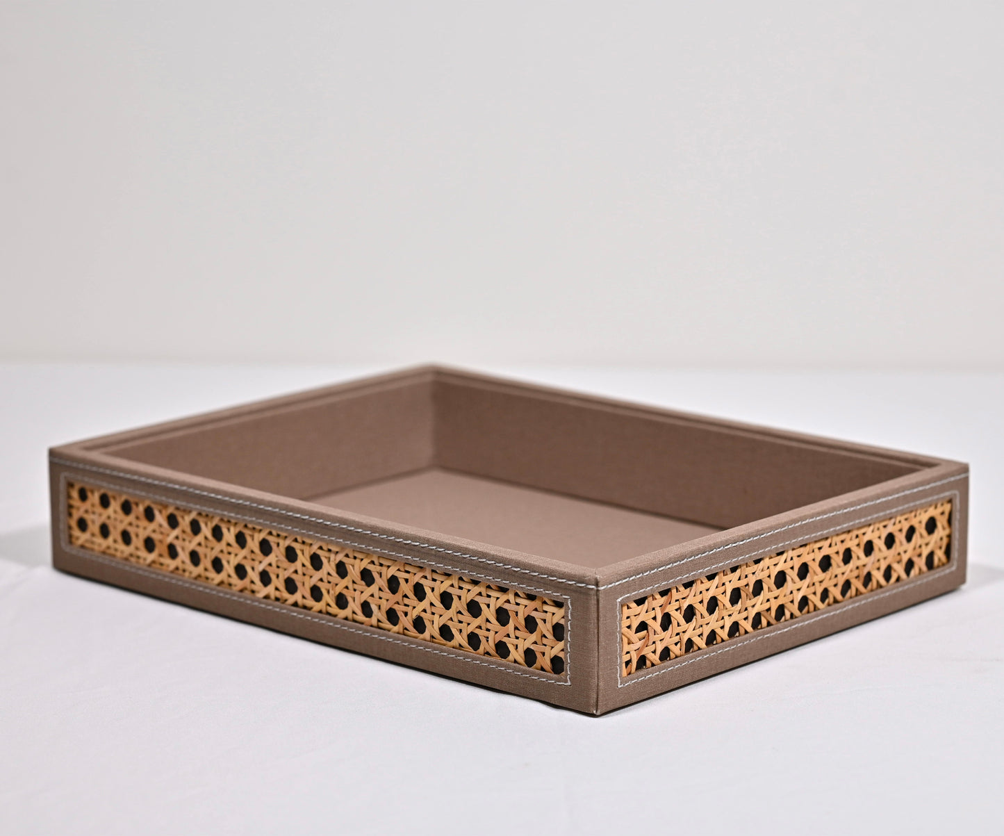 Dark Beige Rattan Tray (Medium)