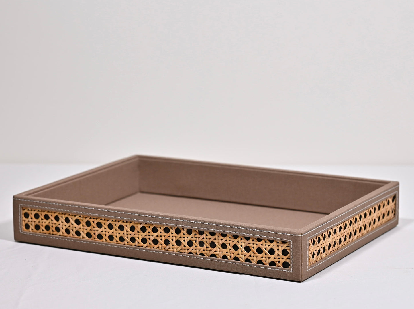 Dark Beige Rattan Tray (Large)