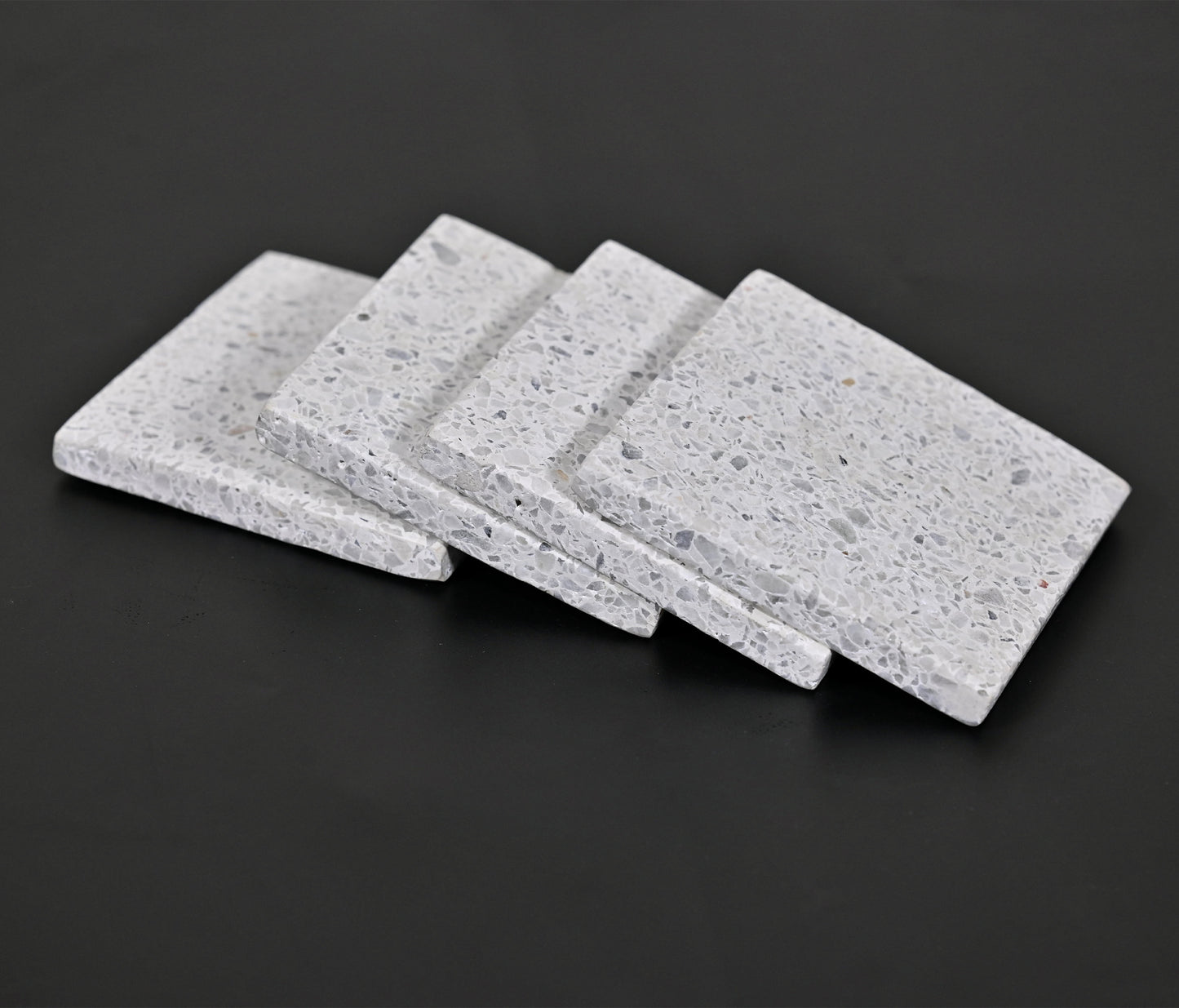 White Terrazzo Square Coasters