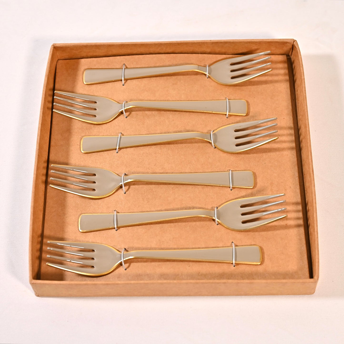 Beige Stainless Steel Fork Set