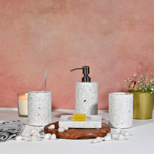 White Terrazzo Bathroom Set