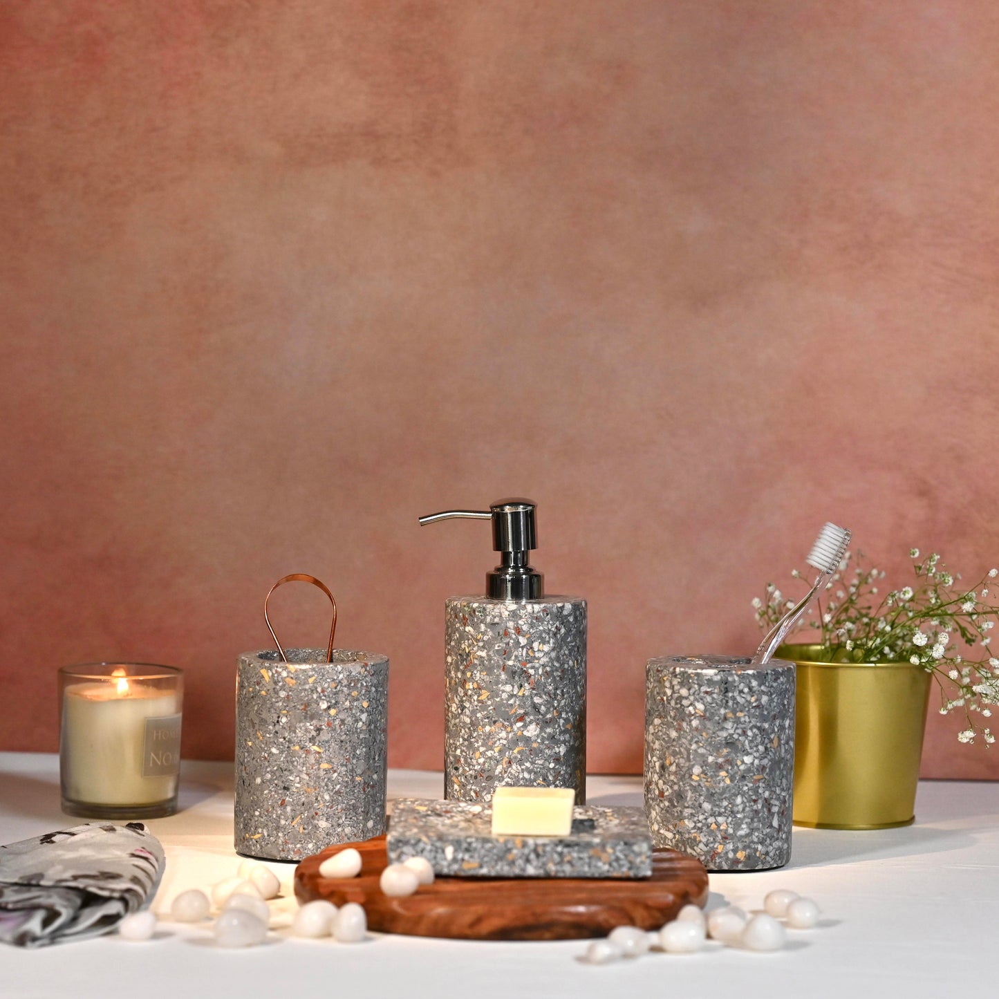 Gray Terrazzo Bathroom Set