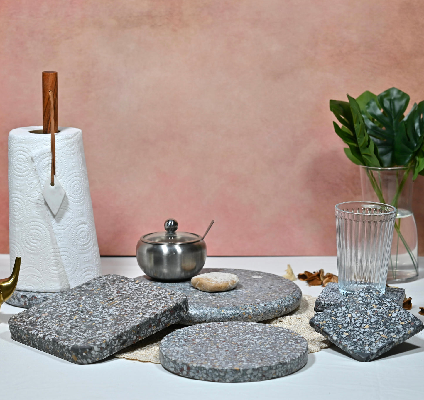 Grey Terrazzo Square Coasters