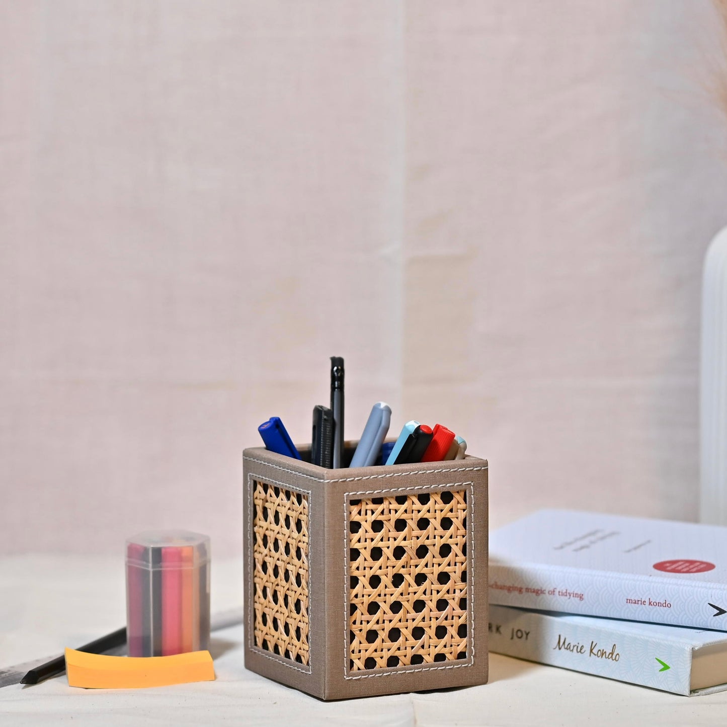 Dark Beige Rattan Stationery Stand