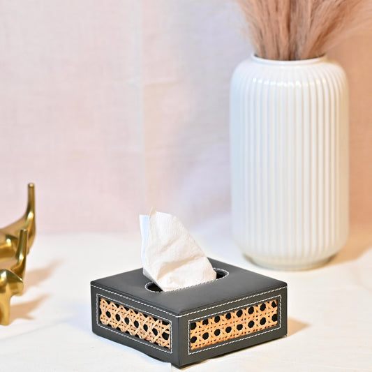 Dark Grey Rattan Square Tissue Box