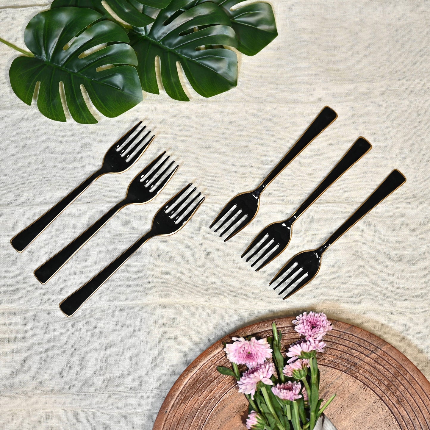 Black Stainless Steel Fork Set