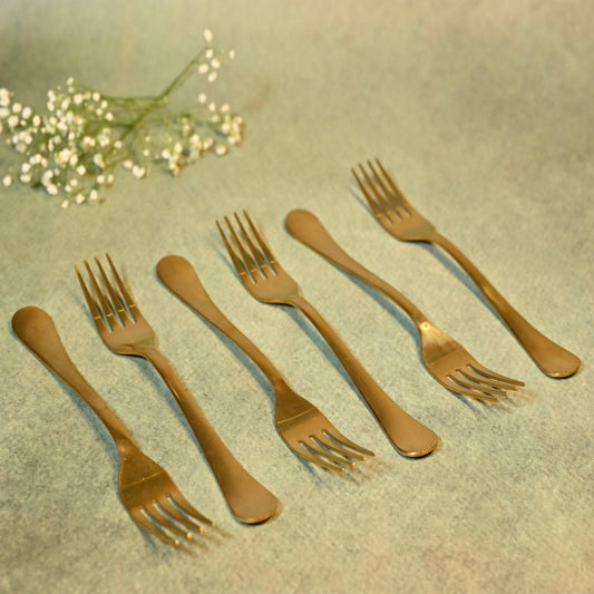 Gold Stainless Steel Dessert Fork Set