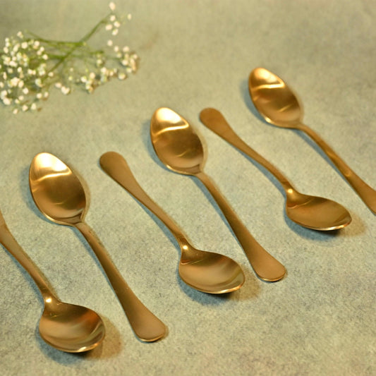 Gold Stainless Steel Dessert Spoon Set